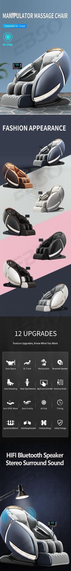 3D Zero Gravity Body Relax Massage Chair with Blue Tooth Music Foot Roller Kursi Pijat Panaseima Massage Chairs