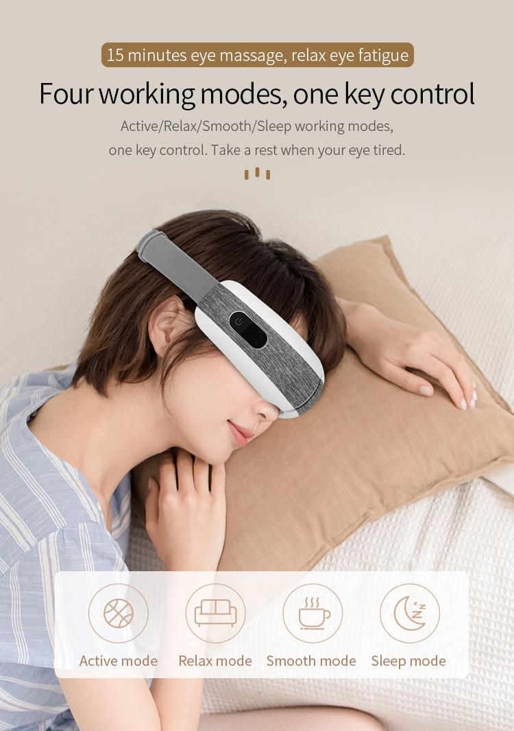 2022 Upgraded Rechargeable Smart Eye Massager with Broadcasting for Eye Muscle Relax