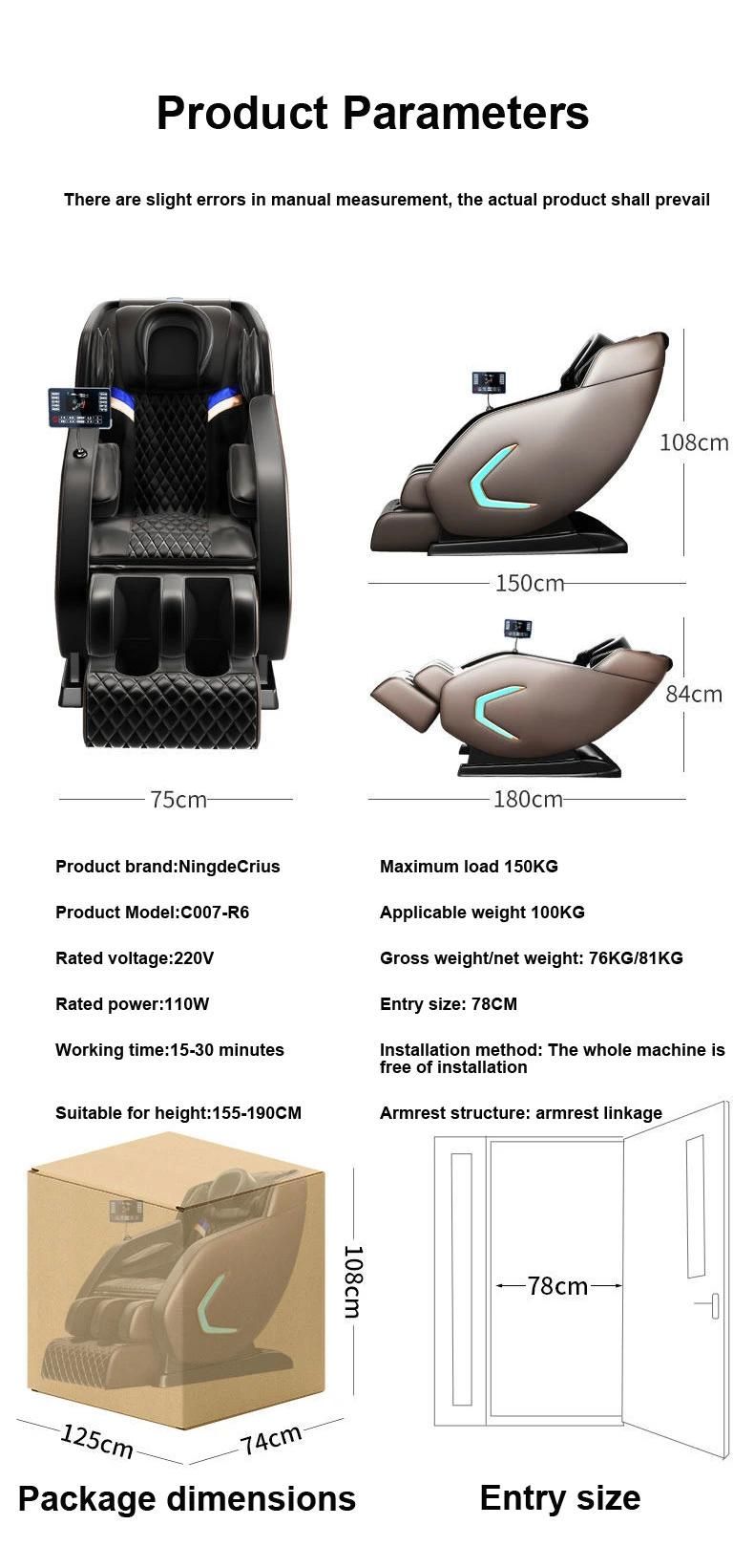 Ningdecrius C320L-21 Electric Full Body Massager Heated Blood Circulation with Breathing Light 4D Zero Gravity Massage Chair
