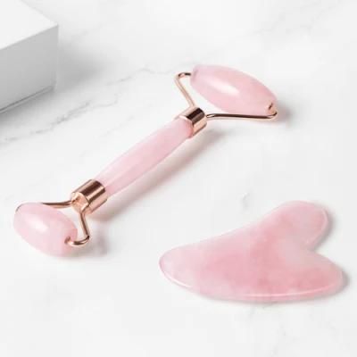 Jade Roller and Guasha Tools Set - Anti Aging Rose Quartz Roller Massage Roller