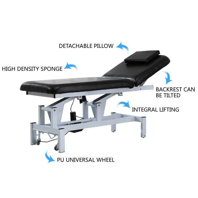 Hochey Medical Black 2 Motors Household Simple Adjustable Beauty Sofa Beds with Stool for Tattoo SPA Salon