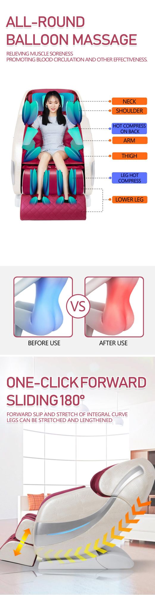Super Deluxe Zero Gravity Space Airbag and Medical Heating Therapy Care Relaxing Massage Sex Lift Chair Equipment