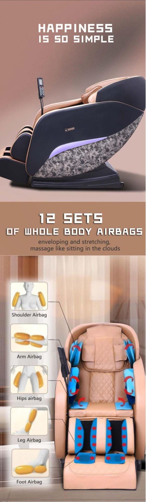 Electric Multifunction Heated Walking Rolling Massager Chair Cushion for Body Relaxation