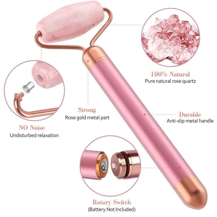 Upgrade 2 in 1 Beauty Anti-Aging Firming Skin Eye Facial Massager Vibrating Electric Jade Face Roller 24K Gold Beauty Bar