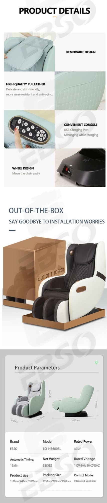 Wholesale Mini 3D Zero Gravity Luxury Capsule Electric Full Body Shiatsu Massage Chair with All-Around Airbags