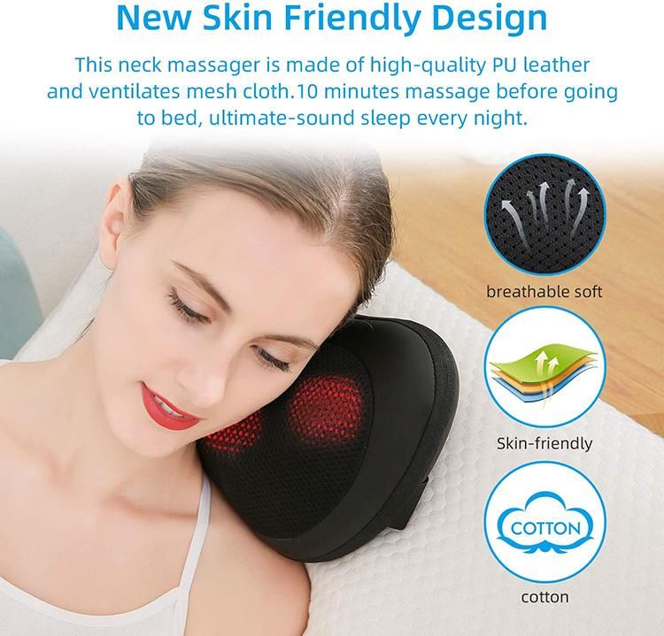 2021 CE Electric Pillow Massage Shiatsu Neck Massage Pillow with Heat Kneading Neck Massager