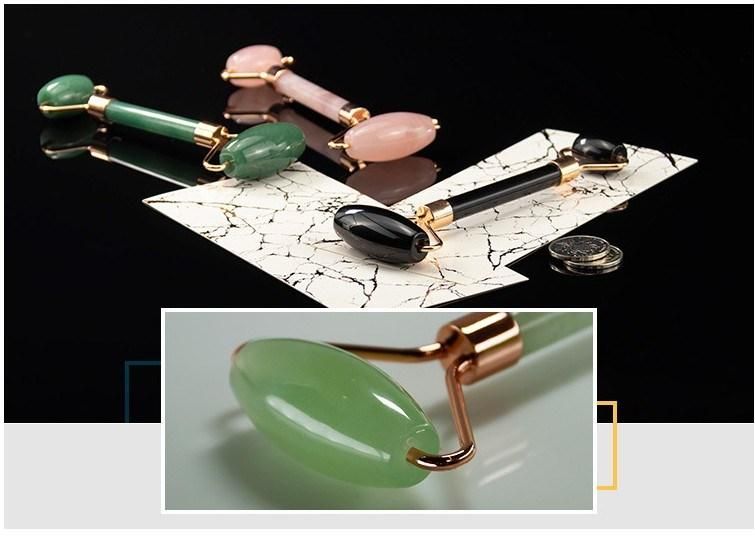 Hot Selling OEM Jade Stone Facial Anti Aging Welded Natural Rose Quartz Pink Jade Roller for Face