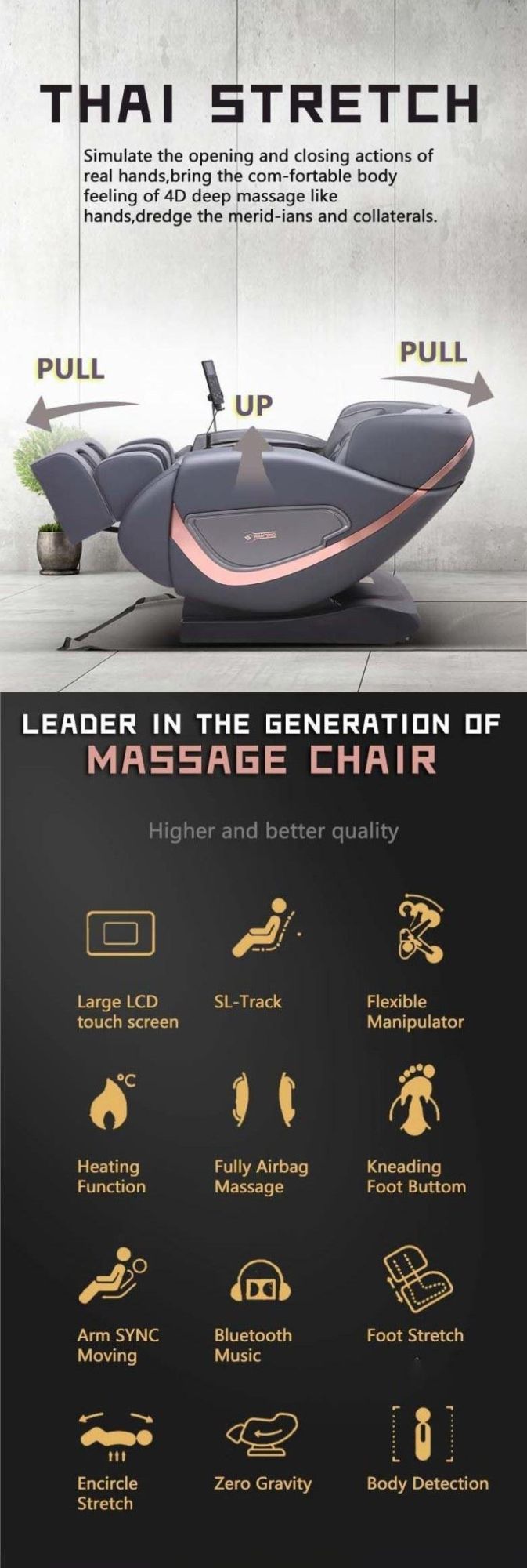 Intensity Adjustable Full Body Electric Shiatsu Best Massage Deluxe Sofa Massage Chair 4D Zero Gravity Massage Chair