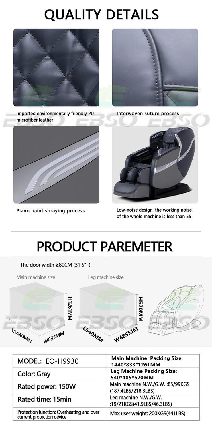 Electric LCD Display Controller Zero Gravity 4D Shiatsu Foot Full Body Care Massage Chair