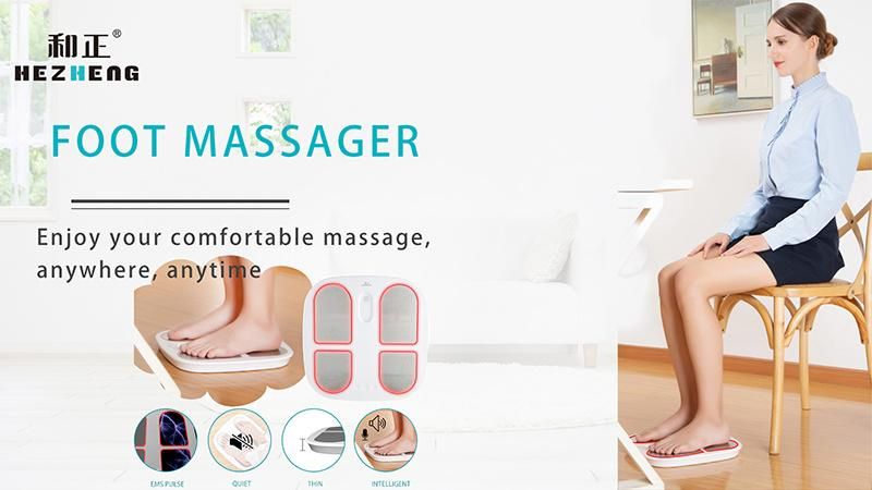 Hezheng Electric Foot Massager Infrared Heated Blood Circulation Massage Machine EMS Tens Therapy Foot Massager