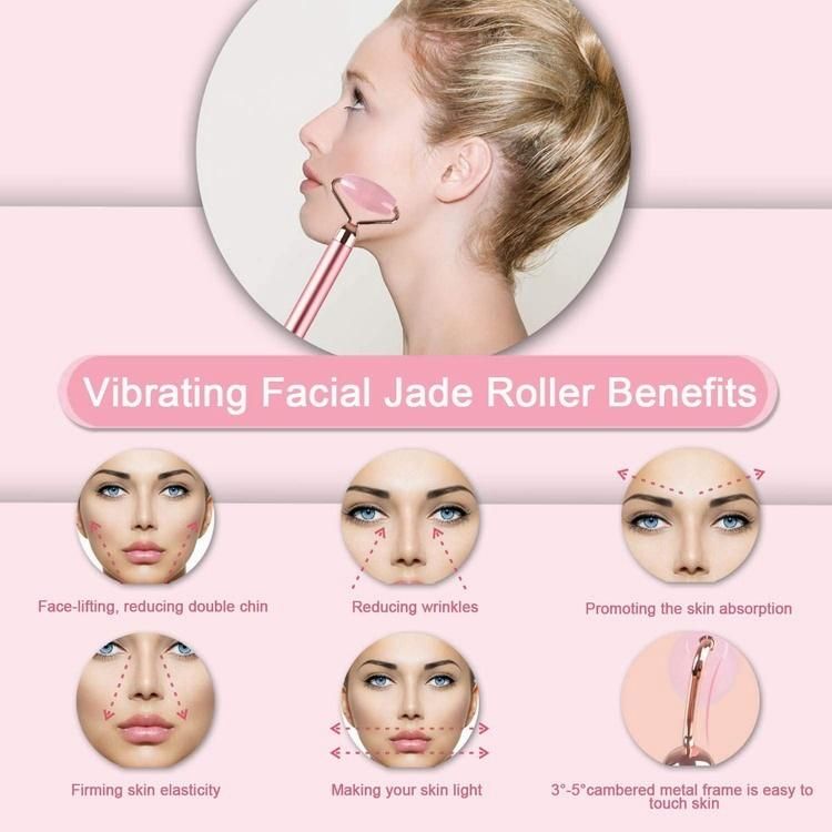 2021 Hot Selling Electric Jade Massage V Face Artifact 3 in 1 Golden Rod Beauty Massager Jade Roller Face Massage Jade