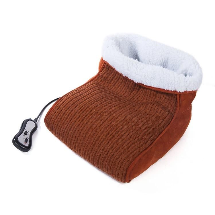 Pain Relief Frostbite-Prevention Electric Vibrating Knitted Feet Warmer Boot Blood Circulation Heated Vibration Foot Massager