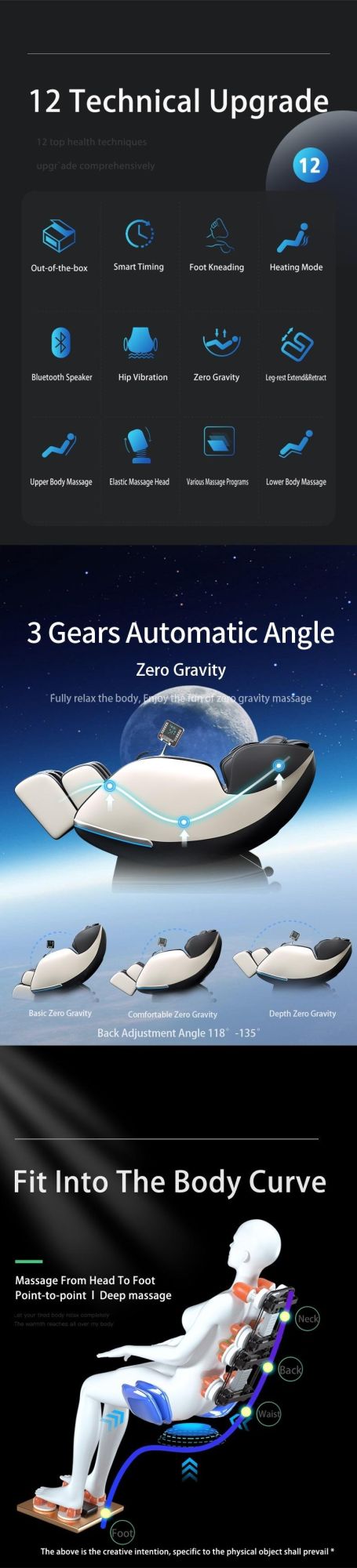 Professional Massage Best Grey Zero Gravity Human Touch Stretch 4D Track Latest Electronic Massage Chair Body Massager