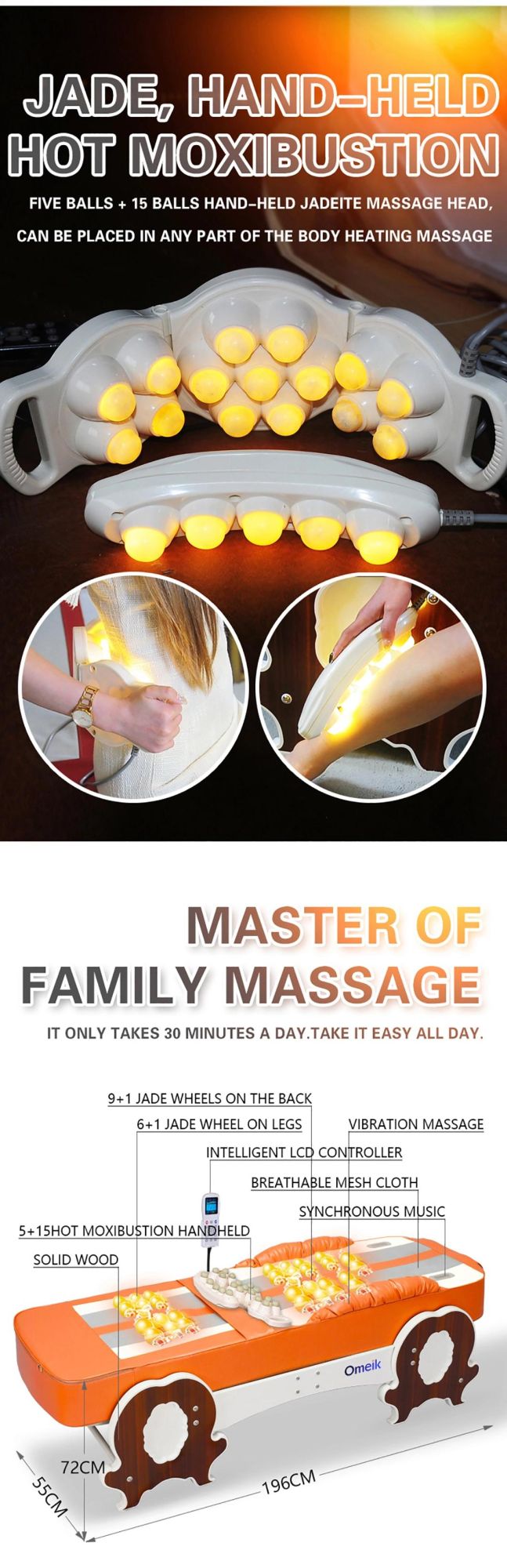Luxury Far Infrared Full Body Jade Heating Best Massage Bed for SPA