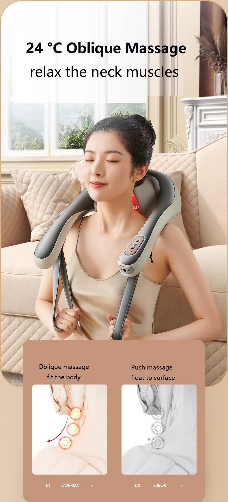 2022 New Electric Full Body Shiatsu Massage Rechargeable Cervical Neck and Shoulder Massager Shawl