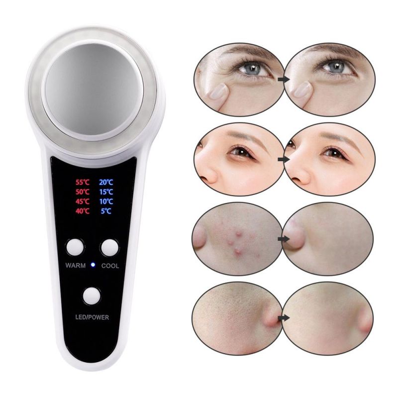 Rechargeable LED Hot Cold Hammer Skin Care Device Massager Anti-Aging Lifting Rejuvenation Facial Machine Skin Lifting Tighten