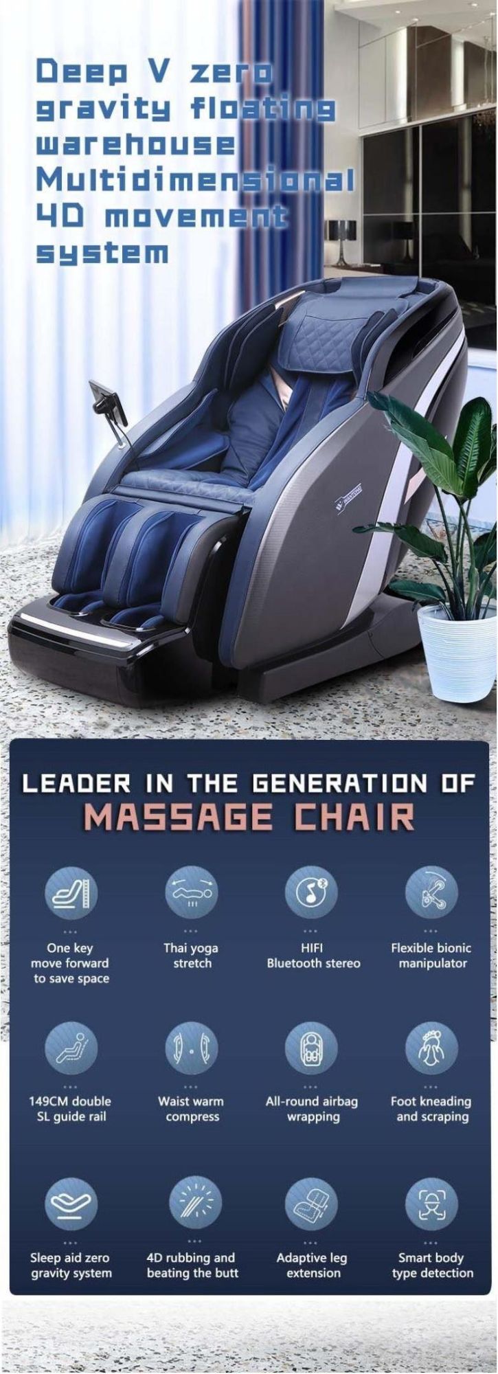 Health 4D New Products Cheap Luxury Double SL Track Zero Gravity Kneading Foot Shiatsu Electric Massage Chair
