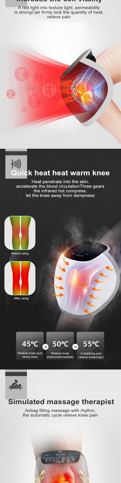 Air Compression and Vibrating Arthritis Electric Wireless Infrared Knee Massage