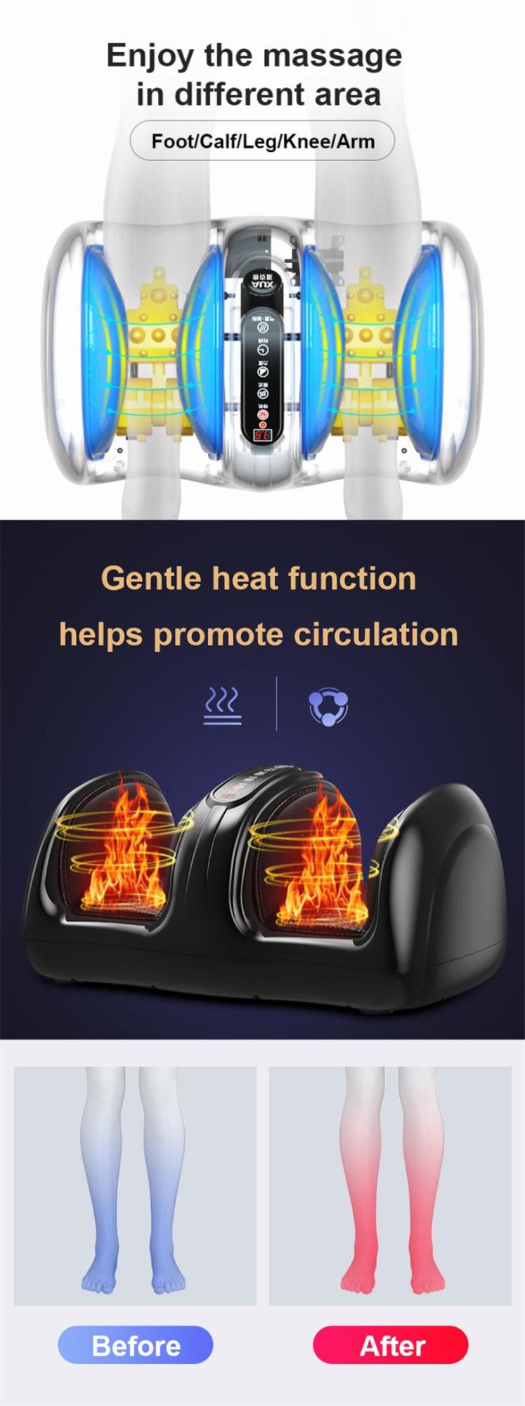 Hot Vibrating Leg and Foot Massager with Heating