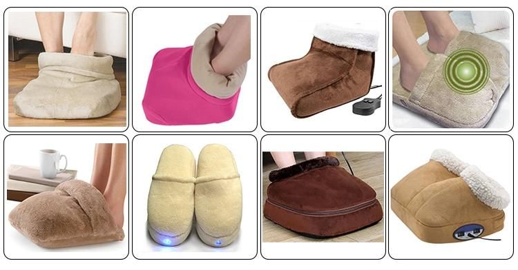 Electric Vibrating and Heating Fleece Foot Massager Boot Soothing Feet Warmer with Washable Cover