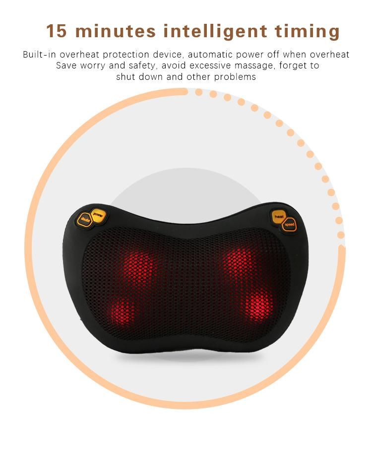 2022 OEM ODM Hot Sale Huangtai Full Body Deep Kneading Shiatsu Back Heated Neck Massage Pillow for Car Home Office Use