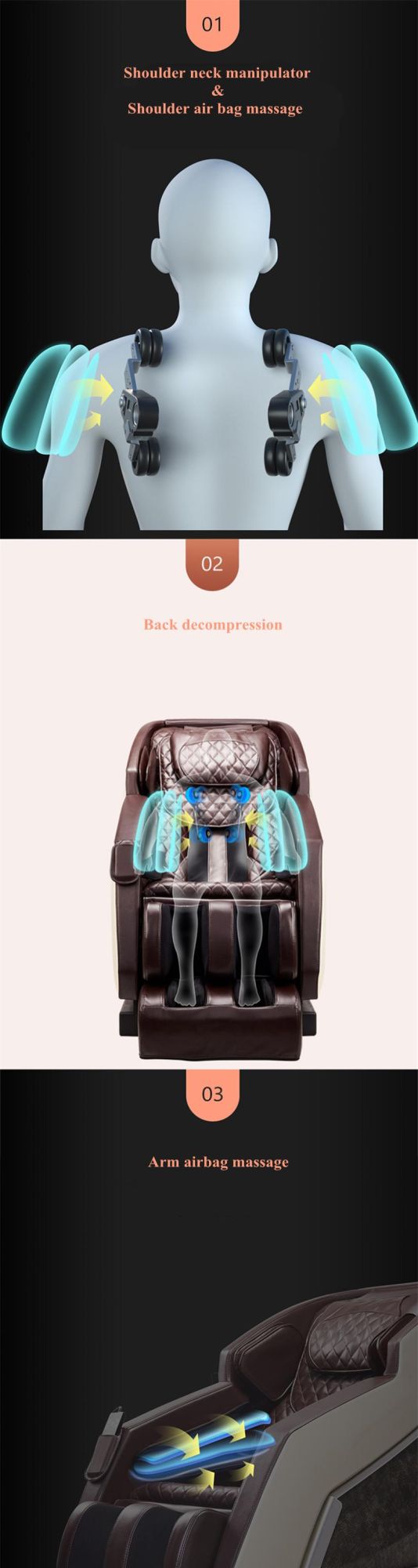 Blood Circulation Vibrating Heating Electric Full Body Massage Chair