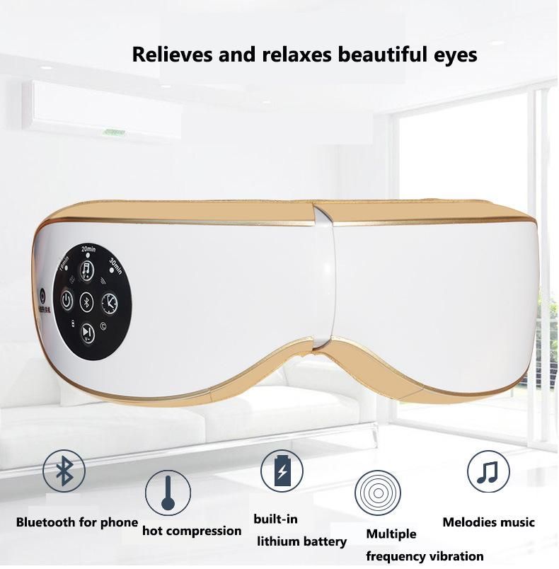 Rechargeable Heating Vibrating Wireless Air Pressure Eye Massager with Music Function