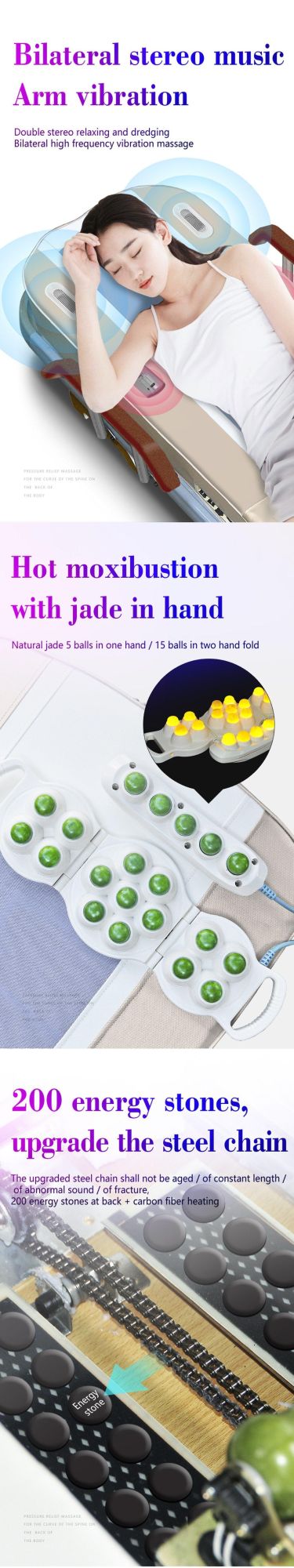 Hot Sale Infrared Therapy Physiotherapy Equipment Jade Roller Automatic Massage Bed