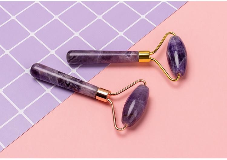 Hot Sale OEM High Quality Natural Amethyst Jade Roller Facial Massager