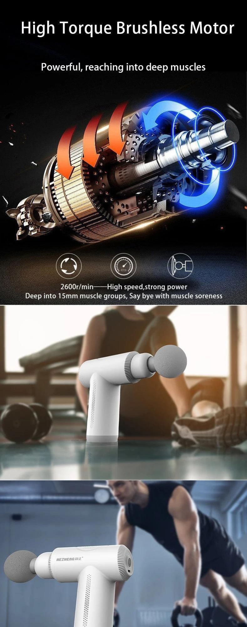 Hezheng The Best Handheld Massage Gun for Athletes Take Your Percussion Massager Gun to The Gym or Sports Club