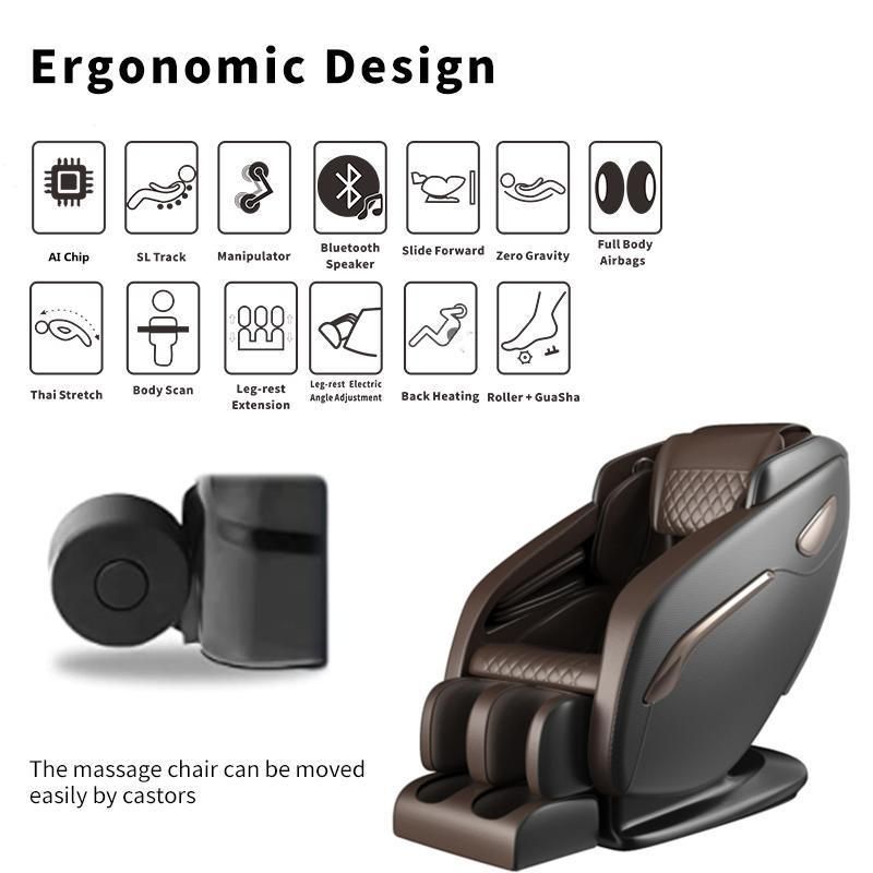 Hot Sale High Quality Full Body Shiatsu 3D Zero Gravity SL Track Massage Chair