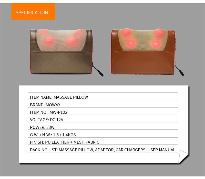 Electric Portable Shoulder Massager Shiatsu Neck Back Massage Pillow with Heat