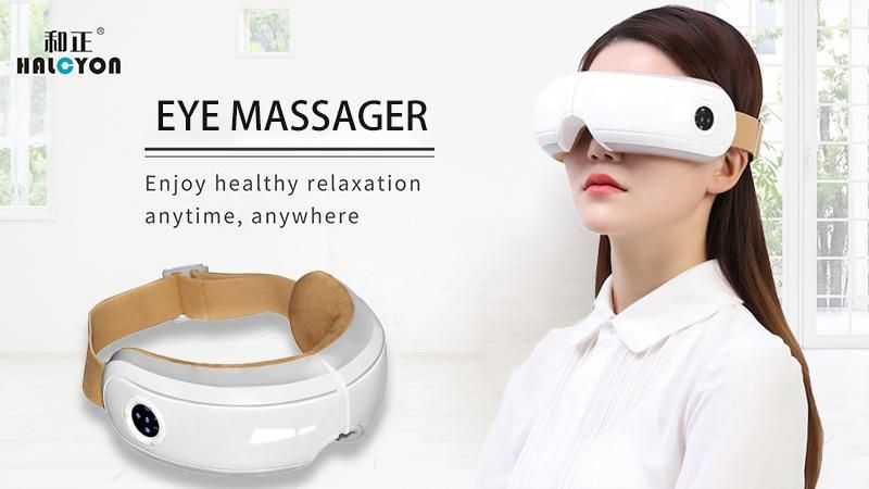 Hezheng New Health Care Product Dry Black Eyes Heat Massage Mask Electric Air Pressure Eye Massager with Bluetooth