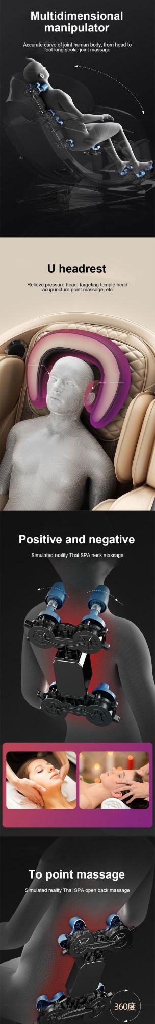 Modern Full New 4D Zero Gravity Health Shiatsu Tall Old Man Massage Chair