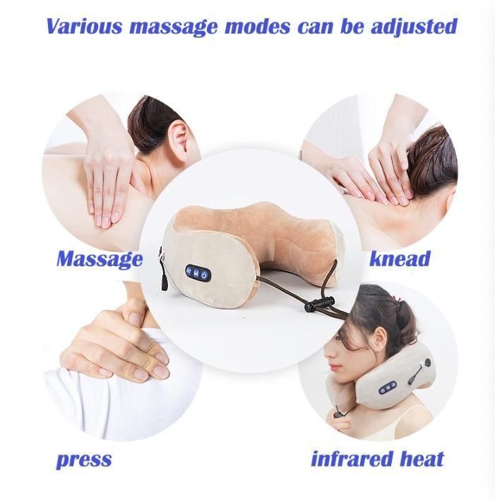 Travel Pillows Portable Electric Neck Massager U-Shaped Memory Foam Massage Neck Pillow for Home Office Traveling