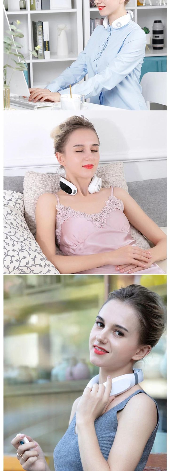 Hezheng Arrivals Portable Mini Electric Wireless Neck Massager Infrared Physiotherapy Intelligent Neck Massager