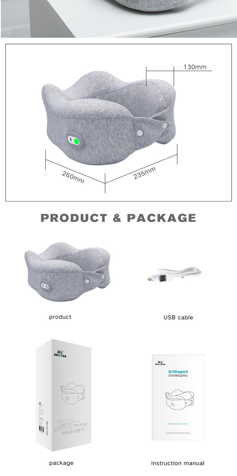 2020 Portable Electric Massage U Shape Pillow Travel Neck Vibration Pillow