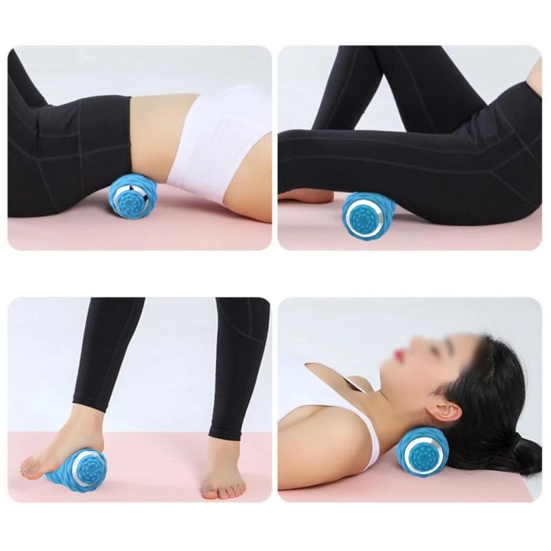 Electric Rechargeable Portable 4-Speed Vibrating Massage Peanut Ball Dual Foam Roller for Deep Tissue Recovery