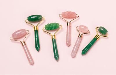 Hot Selling 100% Real Rose Quartz Guasha Mini Face Jade Roller