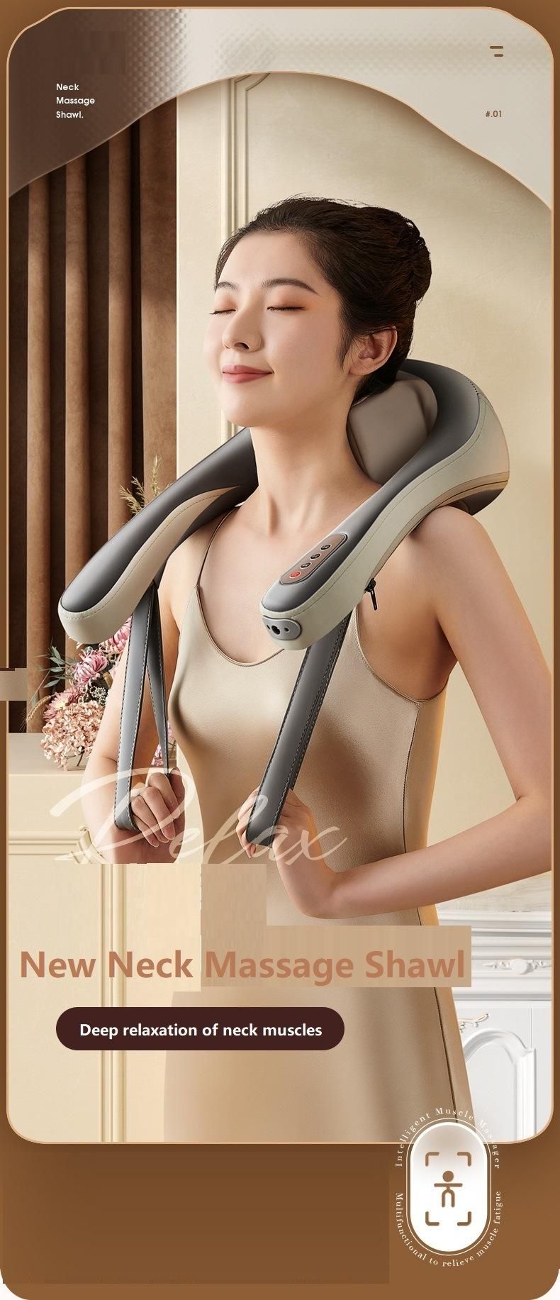 2022 New Electric Full Body Shiatsu Massage Rechargeable Cervical Neck and Shoulder Massager Shawl