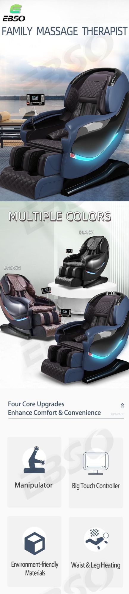 OEM Best Selling Shiatsu Ghe Massage Foot Sofa Electric Smart Chair Heated 3D Massage Chair 4D Zero Gravity for Body