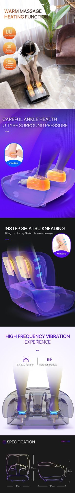 Electromagnetic Circulation Reflexology Booster Shiatsu Machine with Heat 2019newest Design Portable Bead Foot Massager