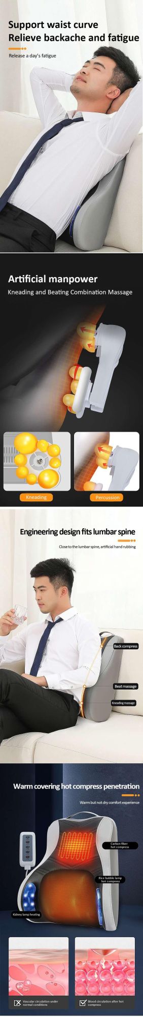 Heat Waist Stretcher Massage Machine Corset Physiotherapy Relief Traction Cushion Back Pain