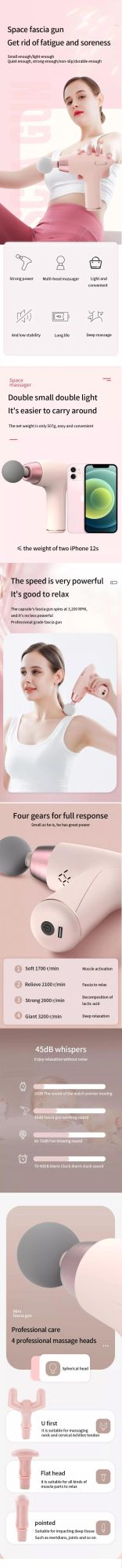 Pink Impact Deep Tissue Vibration Body Muscle Handheld Gym Sports Massage Gun