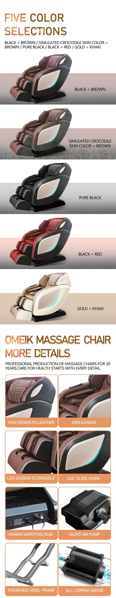 New Massage Chair Vibrator 4D Zero Gravity Massage Chair Bluetooth Recliner Chair