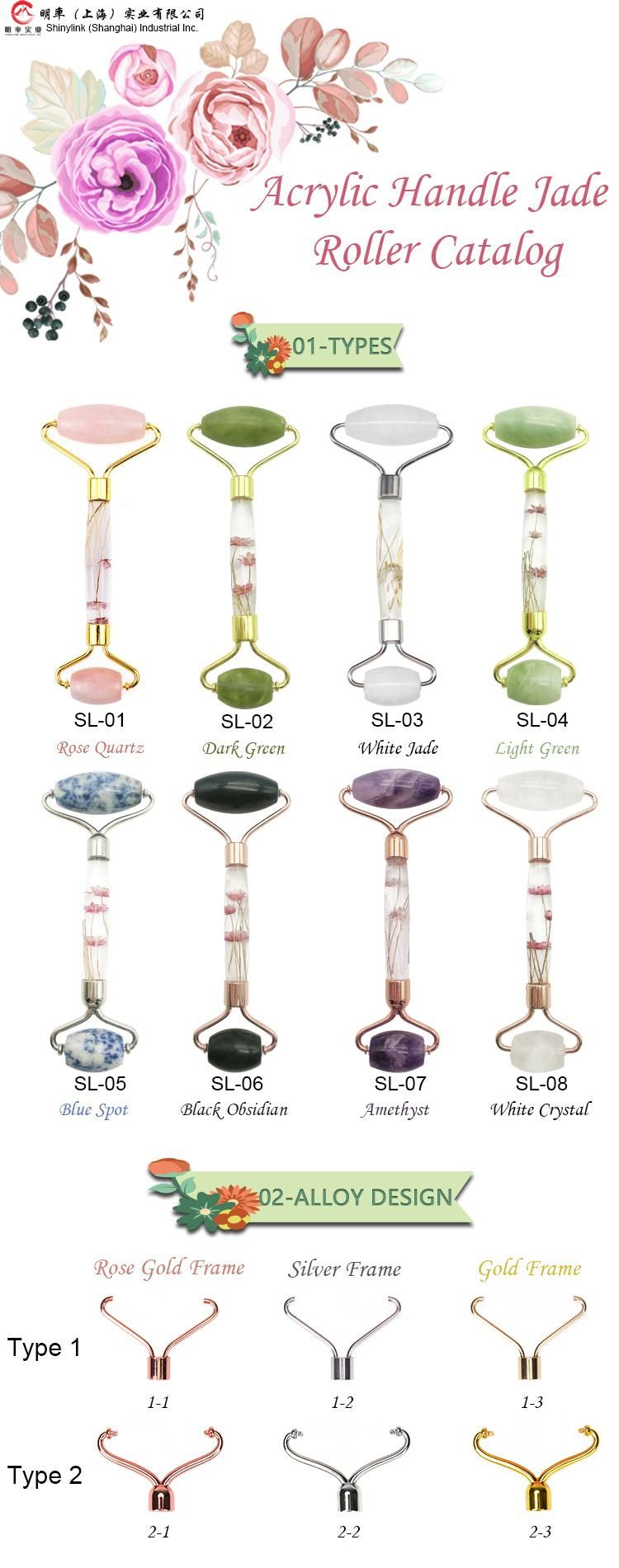 New Product Home Use Massage Tool Xiuyan Dong Ling Rose Quartz Green Obsidian Amethyst White Jade Roller Various Roller Collection