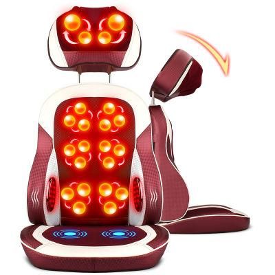 Operated with Cooling Infrared Lumbar Massage Pillow Heated Acupuncture Seat Back Electric Vibration Butt Massage Cushion