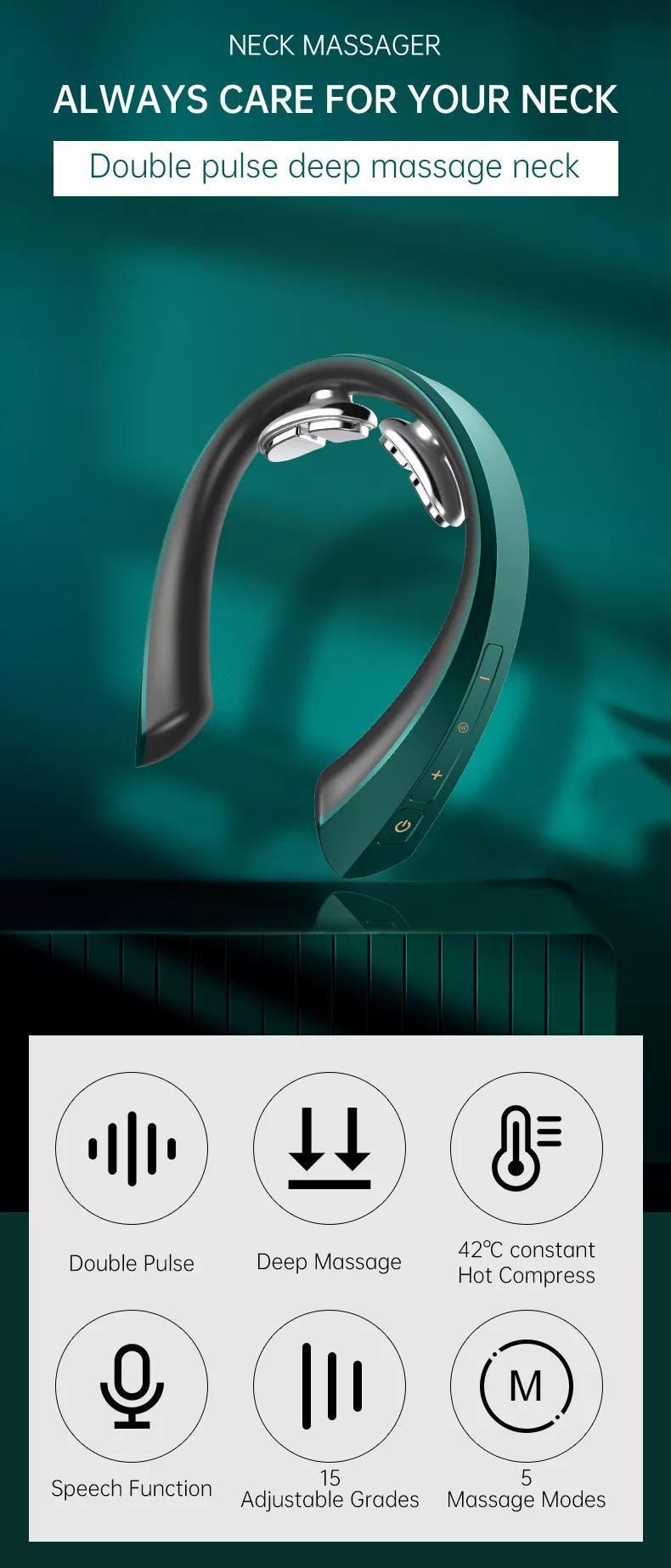Foldable EMS Heating 5 Modes USB Powerful Pulse Neck Massage