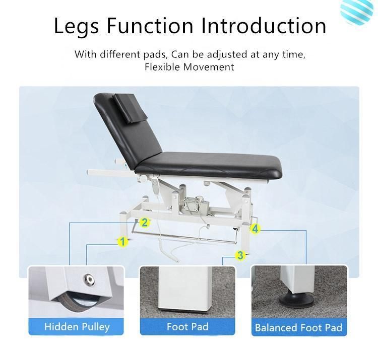 Hochey Medical Beauty Salon Furniture 2 Motor Chair Electric Facial Bed