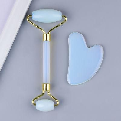 Custom Natural Jade Scraping Face Roller Rose Quartz Facial Jade Roller Massager and Gua Sha